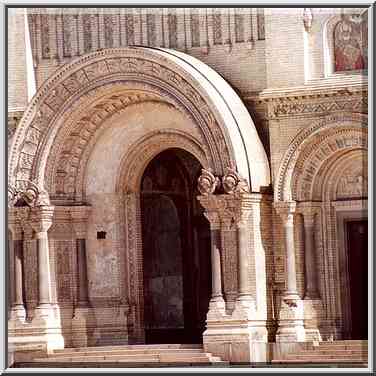 Entrance to Maritime cathedral. Kronshtadt, Russia, August 3, 2001