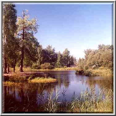 A lake in northern part of Sosnovka Park. St. Petersburg, Russia, August 7, 2001