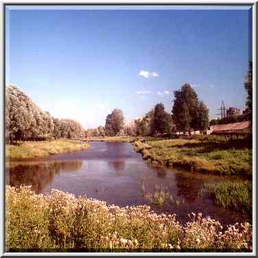 Ponds of Murinskiy Ruchey creek near Tikhoretskiy Prospekt. St. Petersburg, Russia, August 7, 2001