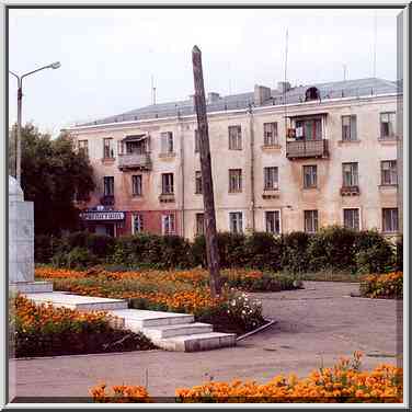 Lenin Square in Krasnogorsk, near Cheliabinsk, south Ural. Russia, August 11, 2001