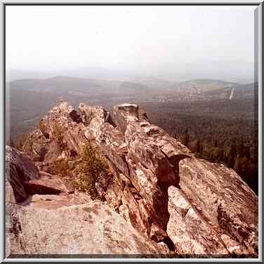 A summit of Aleksandrovskaya Sopka hill near Zlatoust, Southern Ural. Russia, August 14, 2001