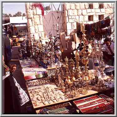 Souvenirs at Bedouin Market. Beer-Sheva, the Middle East, September 13, 2001