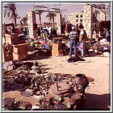 Souvenirs at Bedouin Market. Beer-Sheva, the Middle East, September 13, 2001