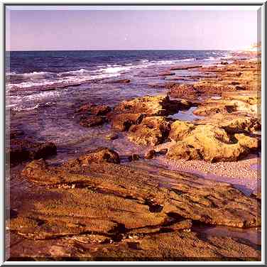 Beaches south from Ashkelon at evening. The Middle East, September 19, 2001