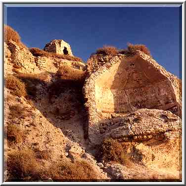 Ruins of Crusader fortress or harbor at ...[5 words]... The Middle East, September 19, 2001