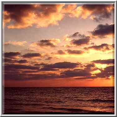 Sunset at Mediterranean sea in Ashkelon. The Middle East, September 19, 2001