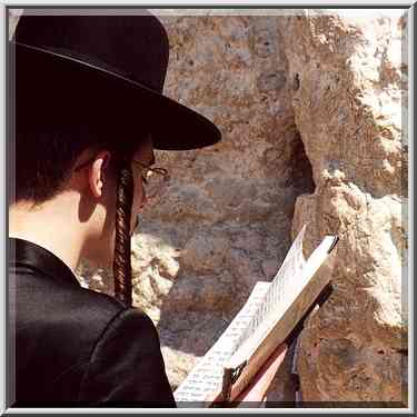 A Jew praying at Western, or wailing Wall during ...[3 words]... the Middle East, October 7, 2001