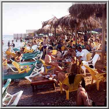 Israelis resting at Red Sea near Coral Beach. Eilat, the Middle East, October 13, 2001