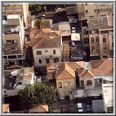 Houses east from Lilienblum M. L. and Herzl St., ...[6 words]... Aviv, the Middle East, October 25, 2001