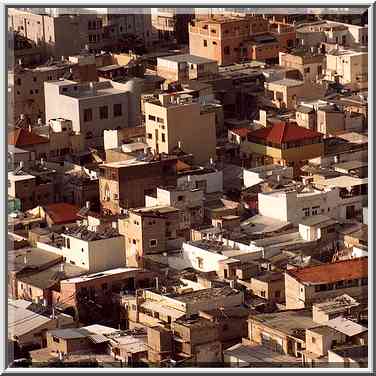 Houses at Tarmav and Bet Yosef St. (zoomed), view ...[11 words]... Aviv, the Middle East, October 25, 2001