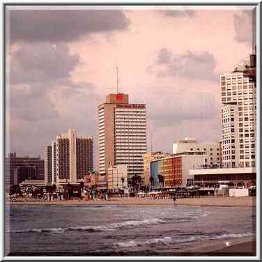 Tel Aviv beach after sunset. The Middle East, October 25, 2001